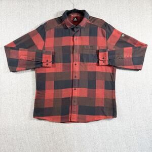 Kuhl Shirt Mens Large Red Black Plaid Flannel Button Up Long Sleeve Outdoors